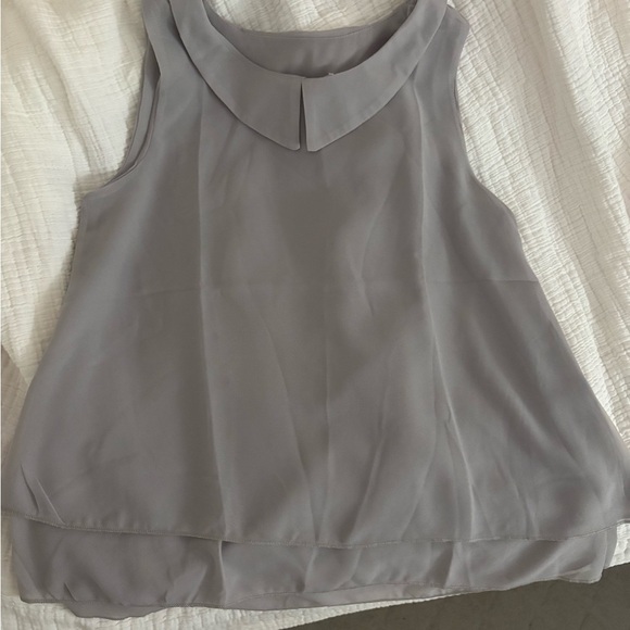 Chic Sleeveless Gray Blouse Peter Pan Collar - Picture 1 of 3